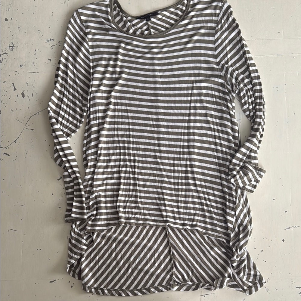 Striped olive green Women's Top
